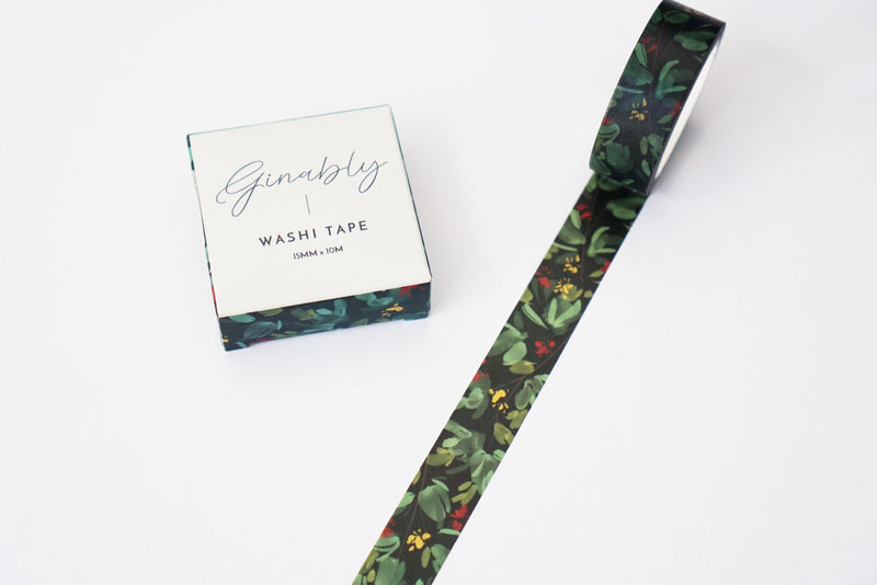 Holiday Green Floral Washi Tape