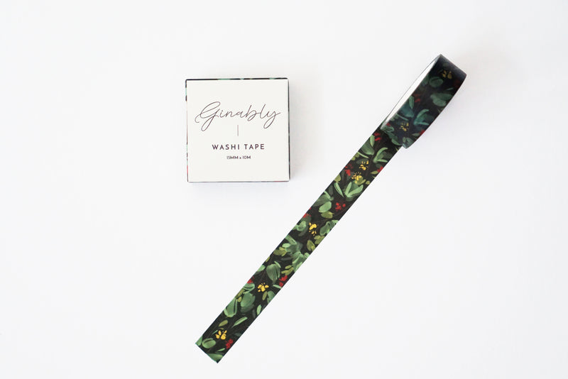 Holiday Green Floral Washi Tape