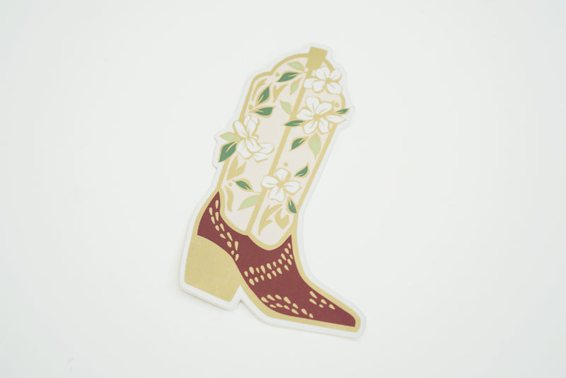 Western Cowgirl Boot Gold Matte Vinyl Sticker