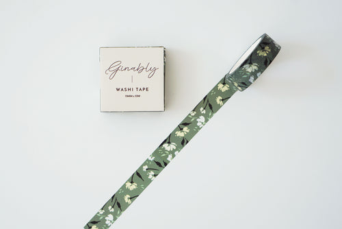 Elegant Green Floral Pattern Washi Tape