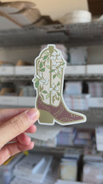 Western Cowgirl Boot Gold Matte Vinyl Sticker